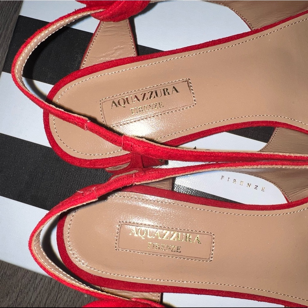 BNIB Aquazzura Red Suede Ballet Ballerina Slingback Flats - Picture 9 of 15